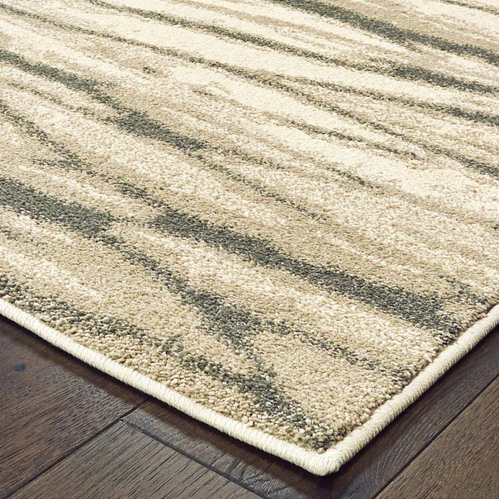 8' X 10' Ivory Sand And Ash Abstract Power Loom Stain Resistant Area Rug - Homeroots - Flyclothing LLC