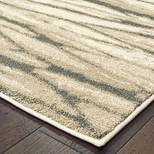 10' X 13' Ivory Sand And Ash Abstract Power Loom Stain Resistant Area Rug - Homeroots - Flyclothing LLC