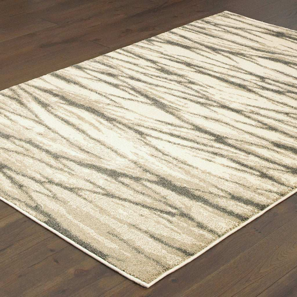 10' X 13' Ivory Sand And Ash Abstract Power Loom Stain Resistant Area Rug - Homeroots - Flyclothing LLC