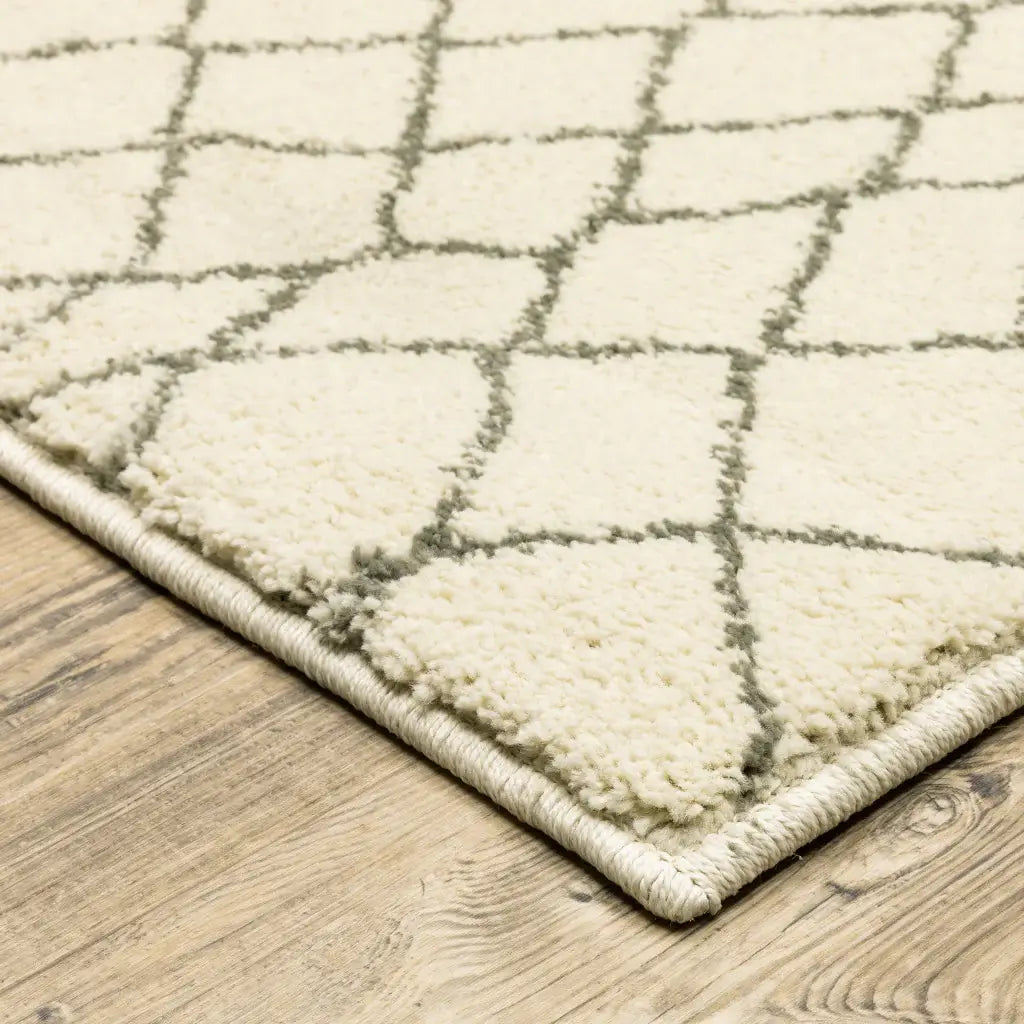 10' X 13' Ivory And Grey Geometric Power Loom Stain Resistant Area Rug - Homeroots - Flyclothing LLC