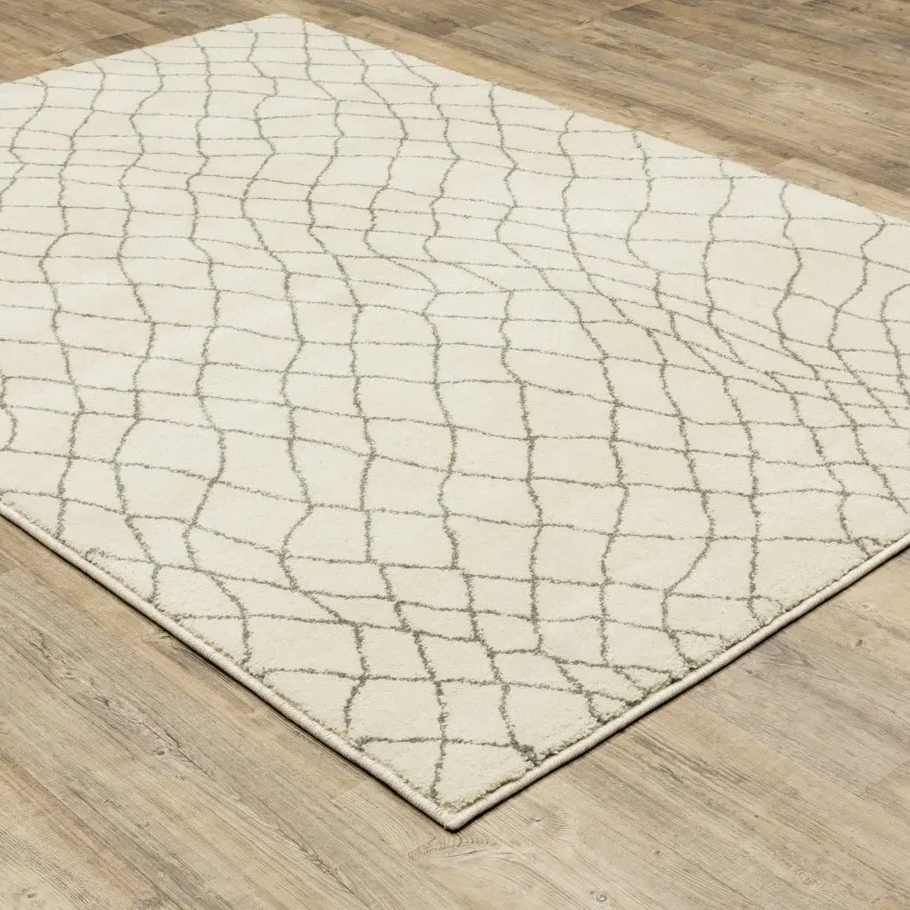 10' X 13' Ivory And Grey Geometric Power Loom Stain Resistant Area Rug - Homeroots - Flyclothing LLC