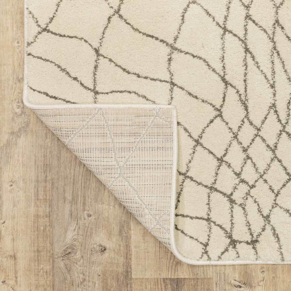 10' X 13' Ivory And Grey Geometric Power Loom Stain Resistant Area Rug - Homeroots - Flyclothing LLC