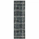 2' X 8' Blue And Ivory Geometric Power Loom Stain Resistant Runner Rug - Homeroots - Flyclothing LLC