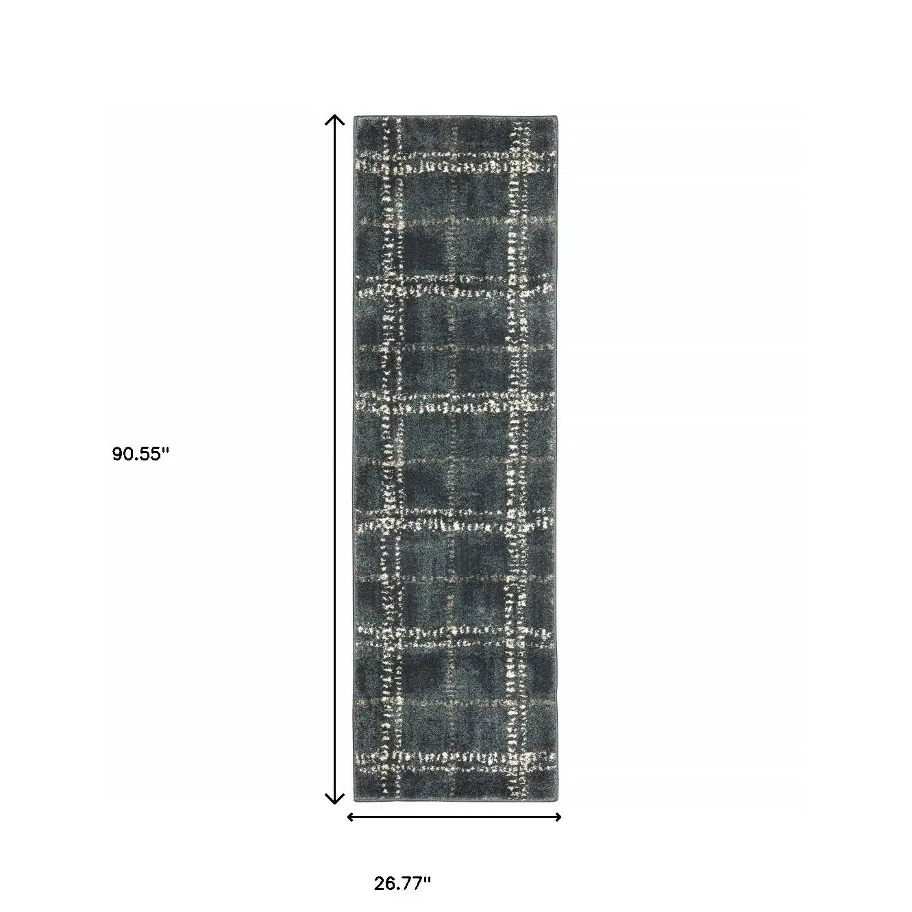 2' X 8' Blue And Ivory Geometric Power Loom Stain Resistant Runner Rug - Homeroots - Flyclothing LLC