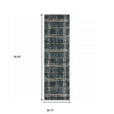 2' X 8' Blue And Ivory Geometric Power Loom Stain Resistant Runner Rug - Homeroots - Flyclothing LLC