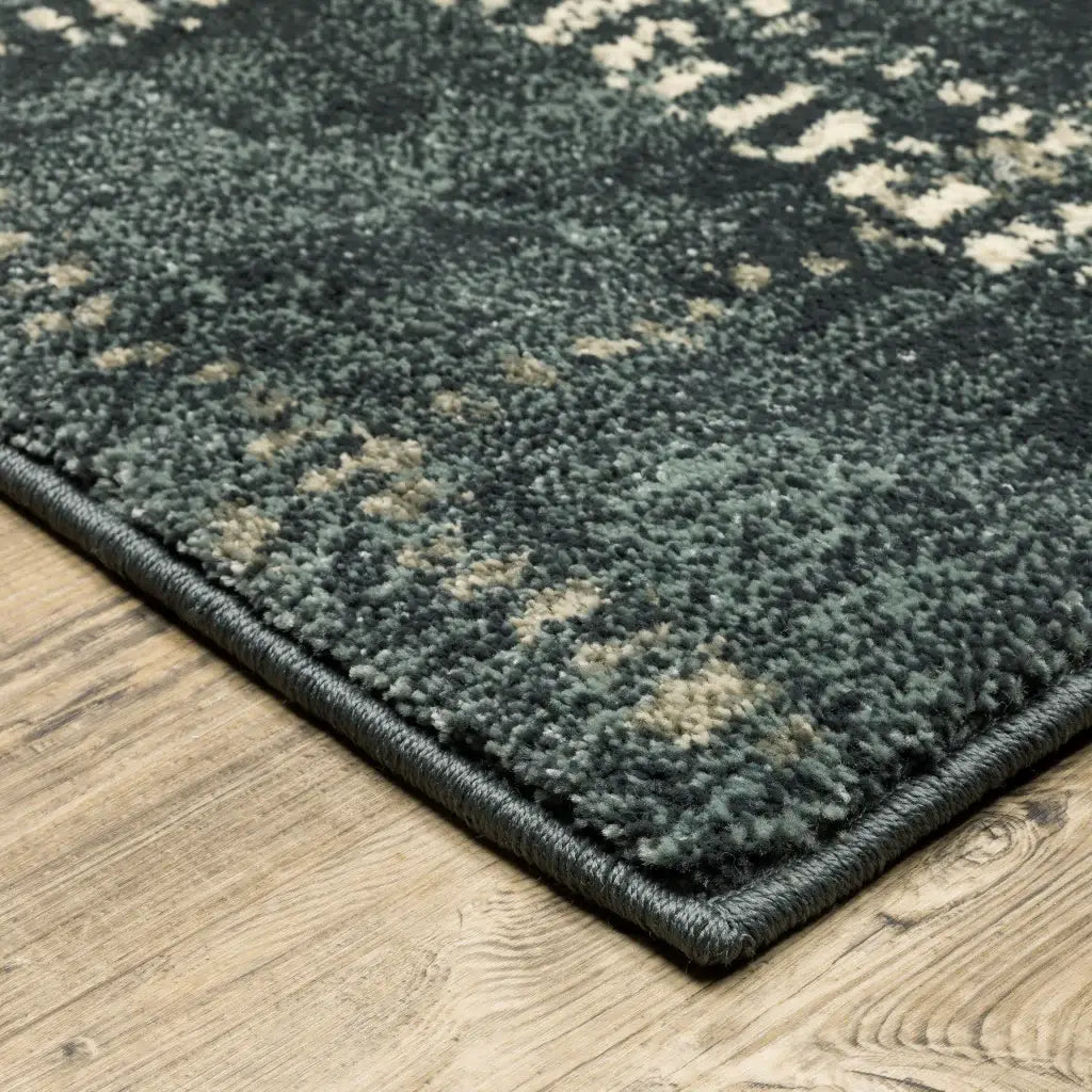 2' X 8' Blue And Ivory Geometric Power Loom Stain Resistant Runner Rug - Homeroots - Flyclothing LLC