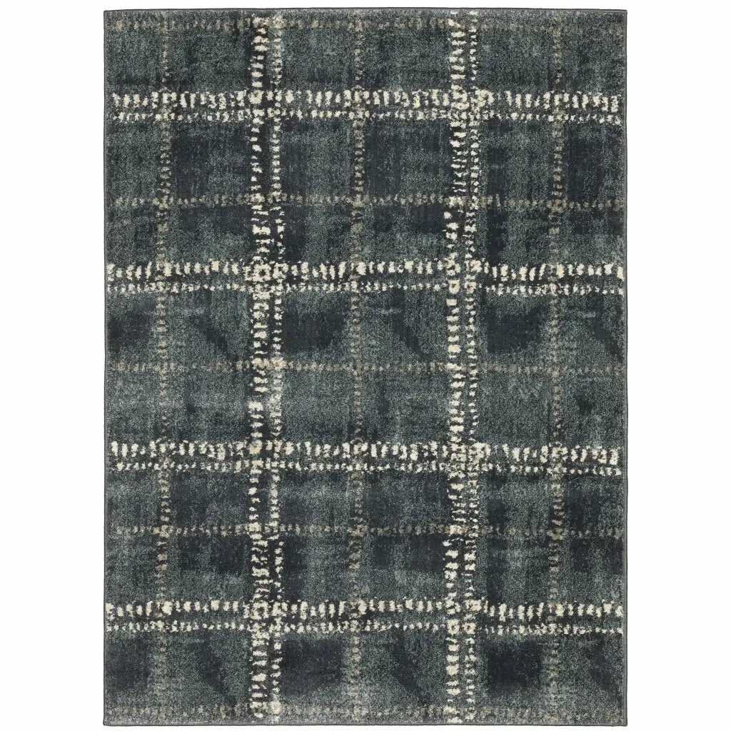 4' X 6' Blue And Ivory Geometric Power Loom Stain Resistant Area Rug - Homeroots - Flyclothing LLC