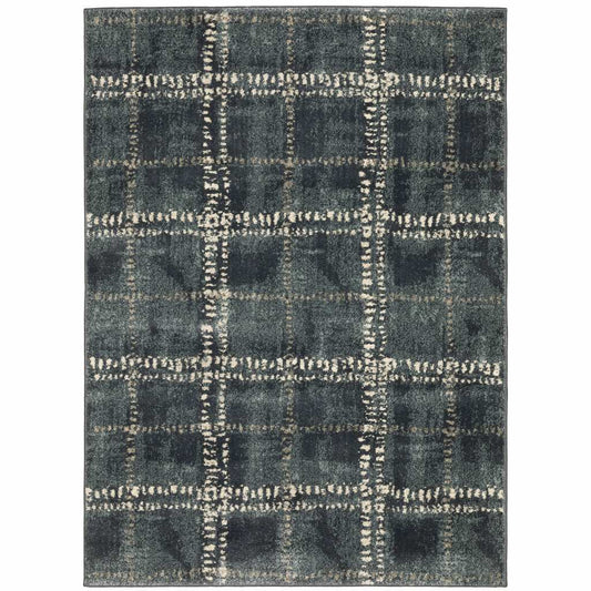 4' X 6' Blue And Ivory Geometric Power Loom Stain Resistant Area Rug - Homeroots - Flyclothing LLC