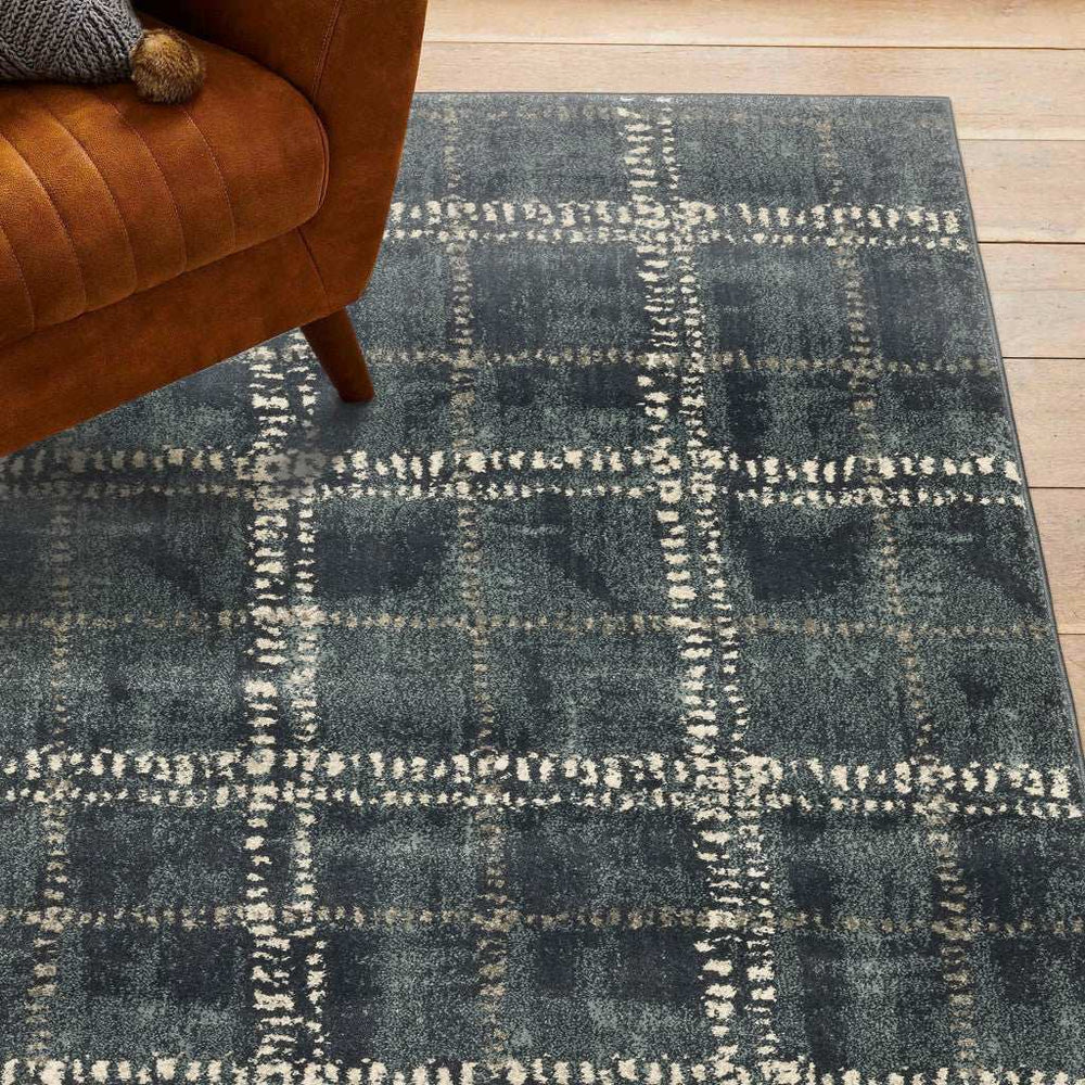 4' X 6' Blue And Ivory Geometric Power Loom Stain Resistant Area Rug - Homeroots - Flyclothing LLC