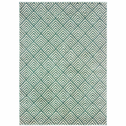 5' X 7' Foam Blue And Ivory Geometric Power Loom Stain Resistant Area Rug - Homeroots - Flyclothing LLC