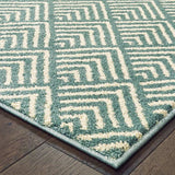 5' X 7' Foam Blue And Ivory Geometric Power Loom Stain Resistant Area Rug - Homeroots - Flyclothing LLC