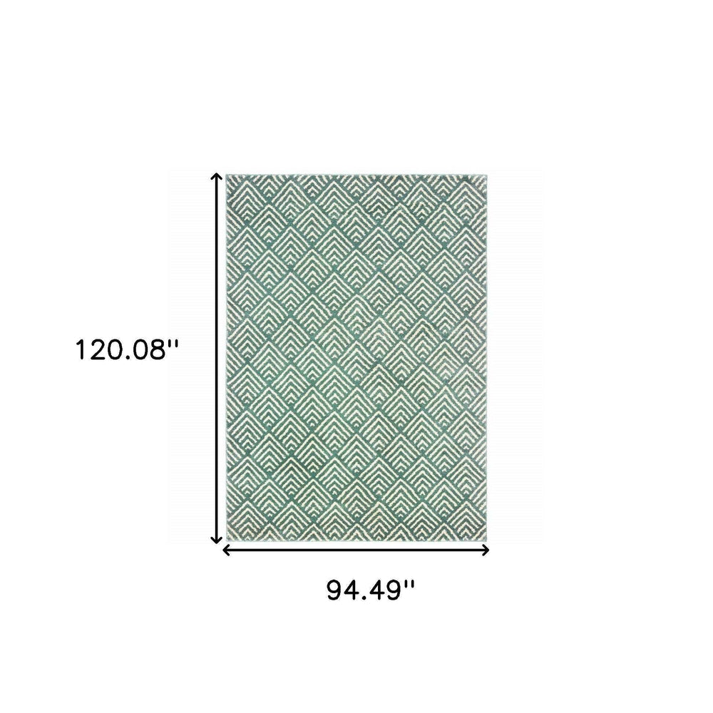 8' X 10' Foam Blue And Ivory Geometric Power Loom Stain Resistant Area Rug - Homeroots - Flyclothing LLC