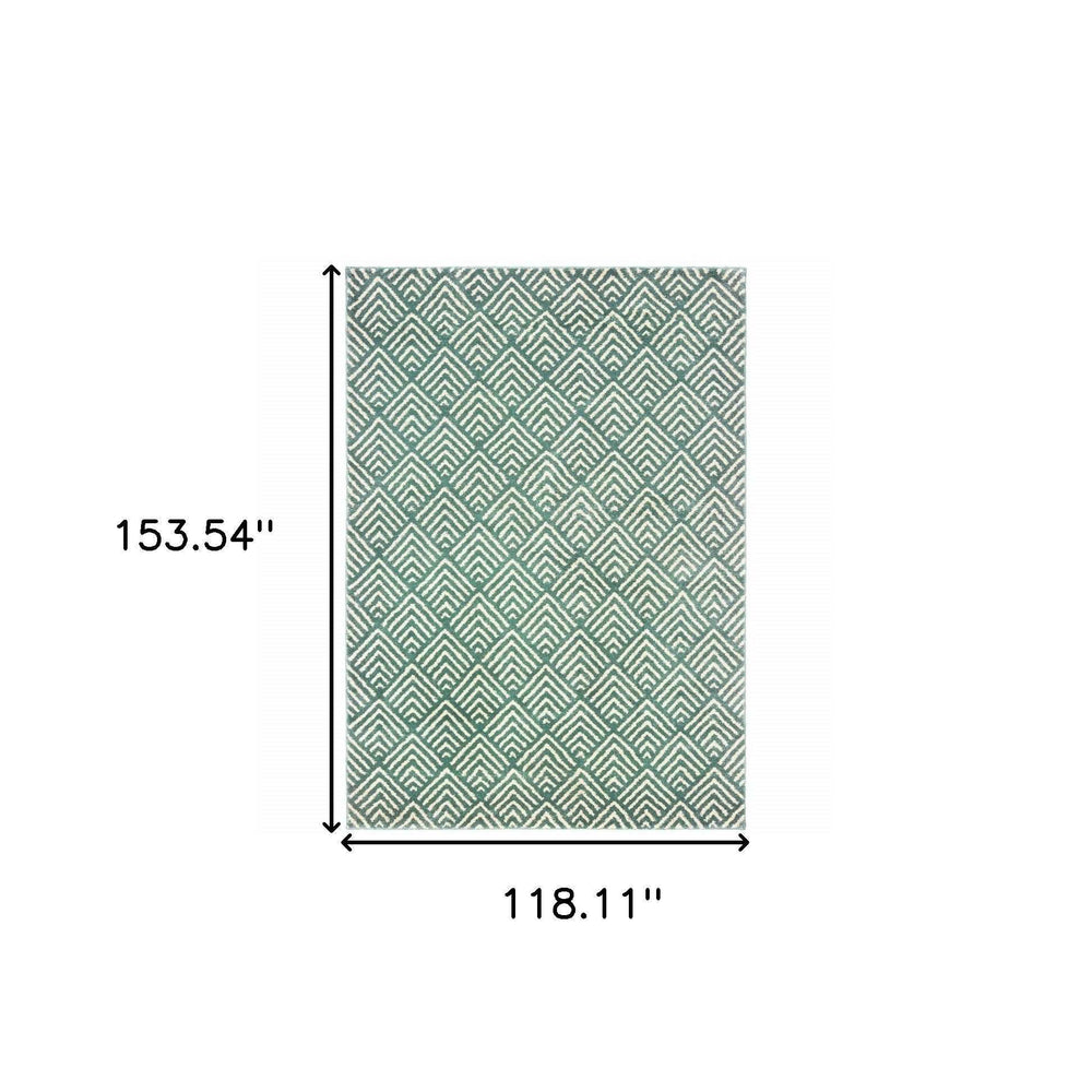 10' X 13' Foam Blue And Ivory Geometric Power Loom Stain Resistant Area Rug - Homeroots - Flyclothing LLC