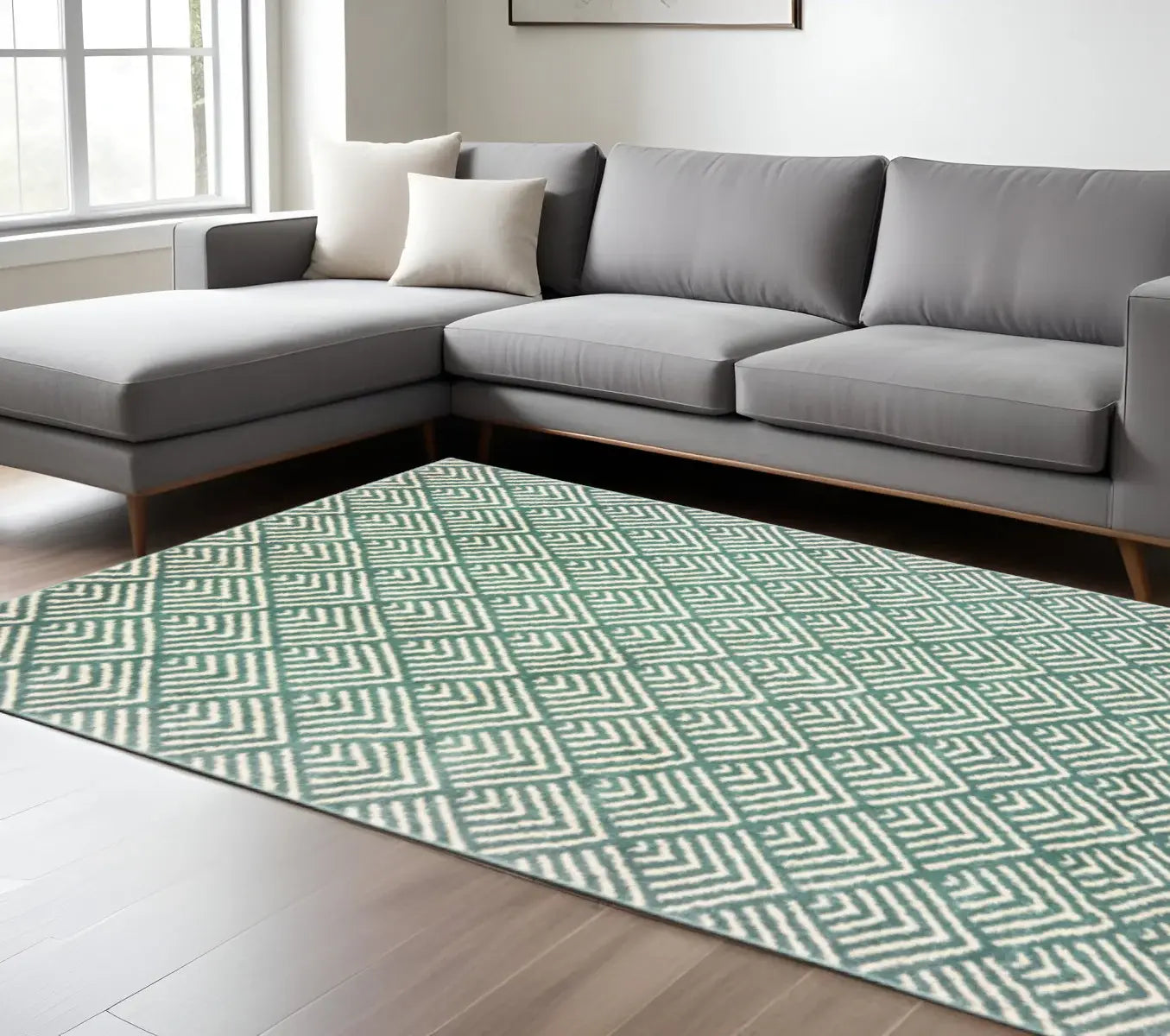 10' X 13' Foam Blue And Ivory Geometric Power Loom Stain Resistant Area Rug - Homeroots - Flyclothing LLC