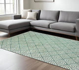 10' X 13' Foam Blue And Ivory Geometric Power Loom Stain Resistant Area Rug - Homeroots - Flyclothing LLC