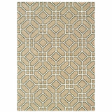 10' X 13' Sand And Ivory Geometric Power Loom Stain Resistant Area Rug