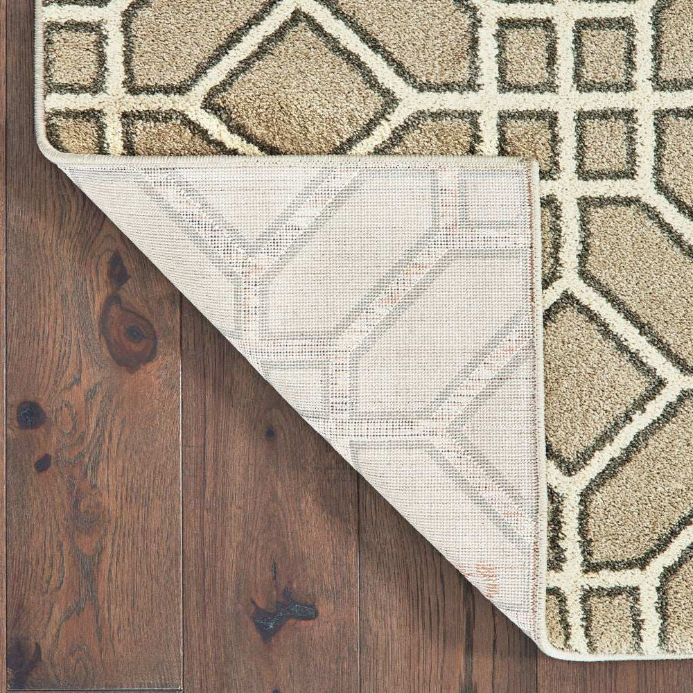 10' X 13' Sand And Ivory Geometric Power Loom Stain Resistant Area Rug - Homeroots - Flyclothing LLC
