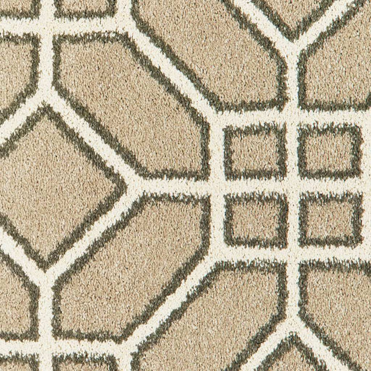 10' X 13' Sand And Ivory Geometric Power Loom Stain Resistant Area Rug - Homeroots - Flyclothing LLC
