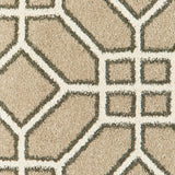 10' X 13' Sand And Ivory Geometric Power Loom Stain Resistant Area Rug - Homeroots