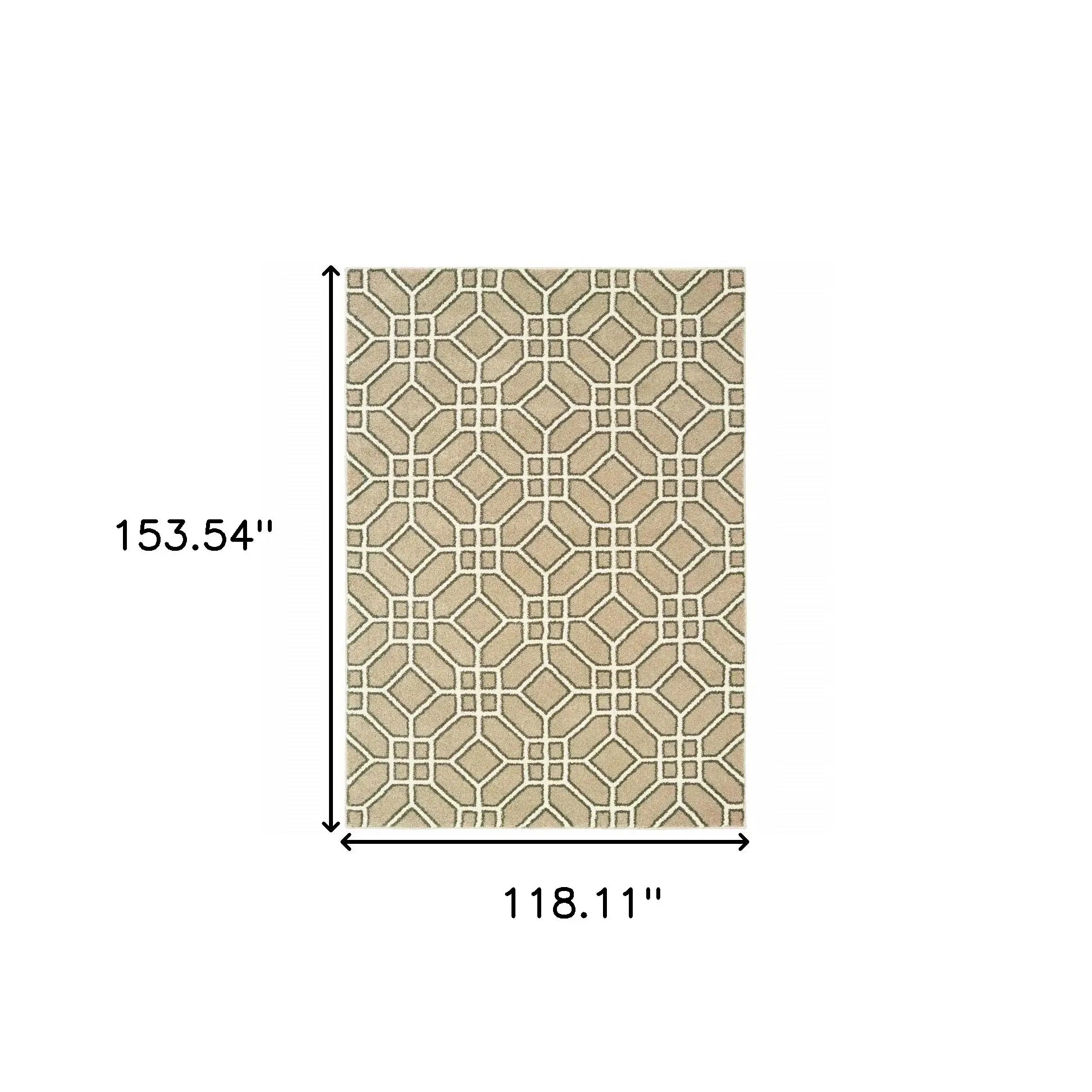 10' X 13' Sand And Ivory Geometric Power Loom Stain Resistant Area Rug - Homeroots - Flyclothing LLC