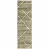 2' X 8' Grey And Ivory Geometric Power Loom Stain Resistant Runner Rug - Homeroots - Flyclothing LLC