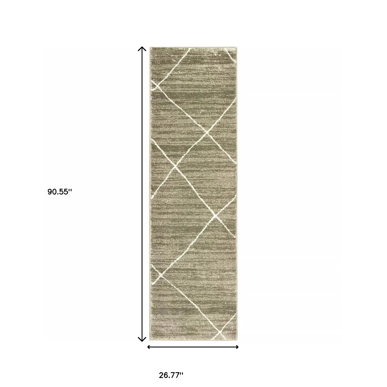 2' X 8' Grey And Ivory Geometric Power Loom Stain Resistant Runner Rug - Homeroots - Flyclothing LLC
