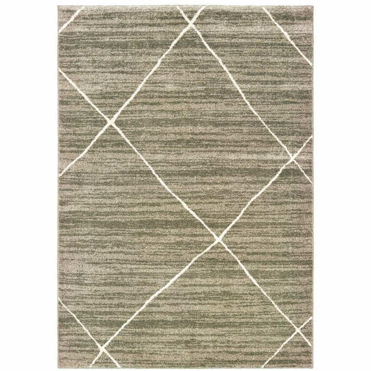 5' X 7' Grey And Ivory Geometric Power Loom Stain Resistant Area Rug - Homeroots - Flyclothing LLC