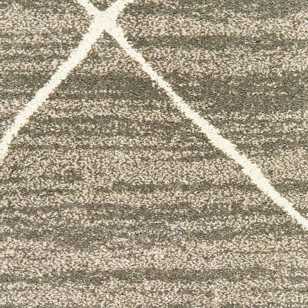8' X 10' Grey And Ivory Geometric Power Loom Stain Resistant Area Rug - Homeroots - Flyclothing LLC