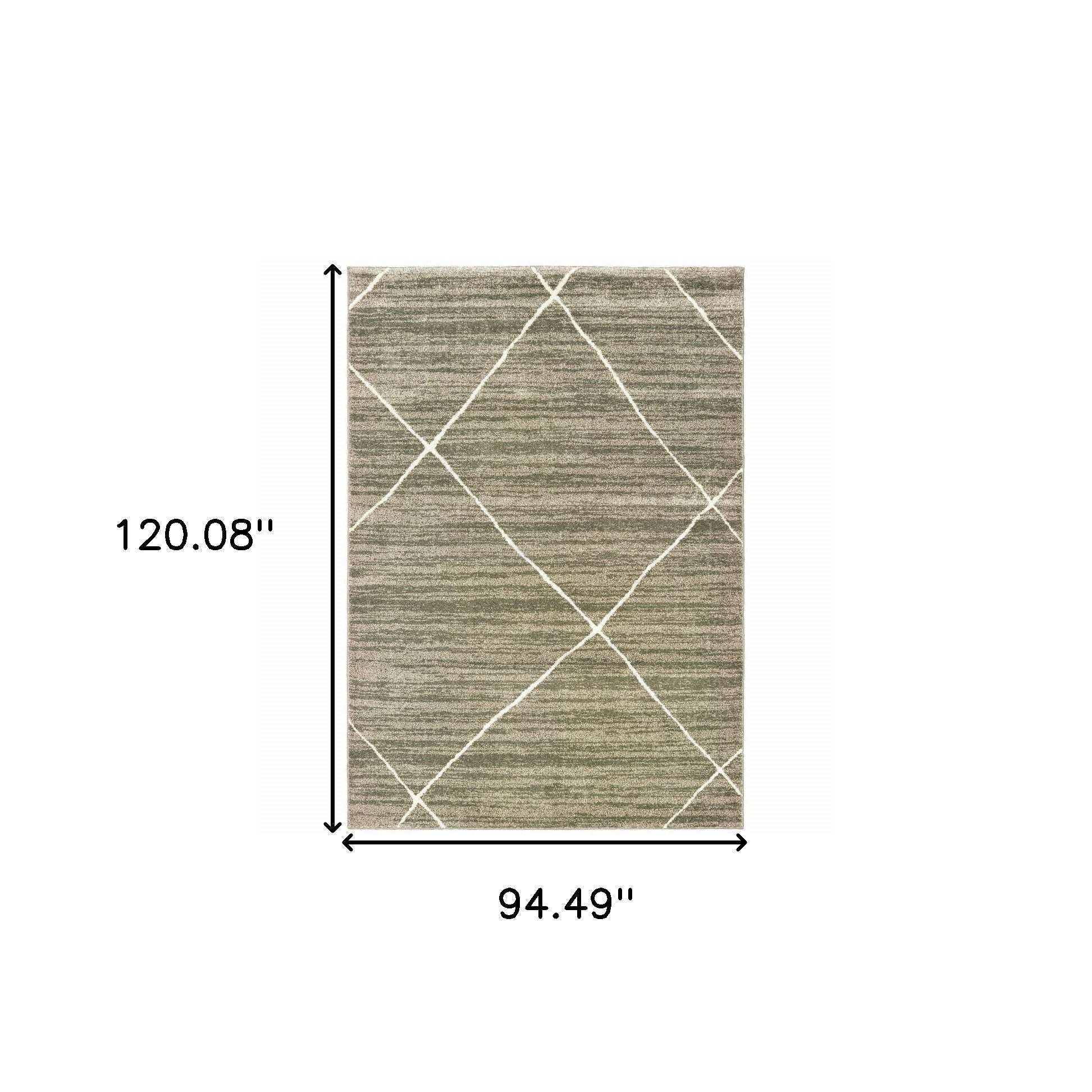 8' X 10' Grey And Ivory Geometric Power Loom Stain Resistant Area Rug - Homeroots - Flyclothing LLC