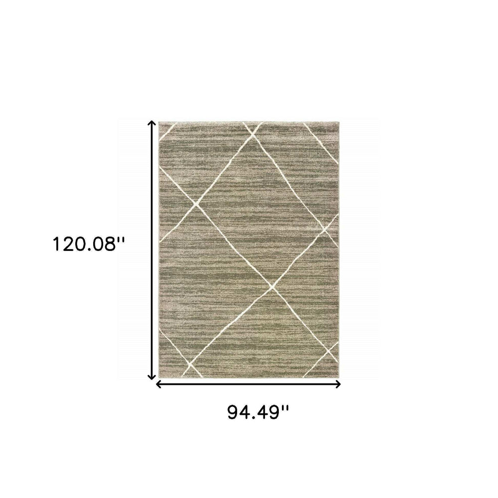 8' X 10' Grey And Ivory Geometric Power Loom Stain Resistant Area Rug - Homeroots - Flyclothing LLC