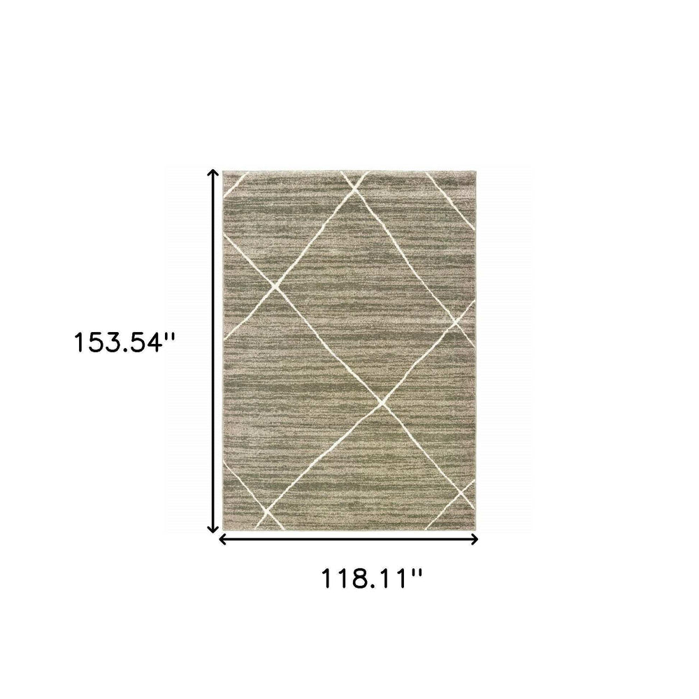 10' X 13' Grey And Ivory Geometric Power Loom Stain Resistant Area Rug - Homeroots - Flyclothing LLC