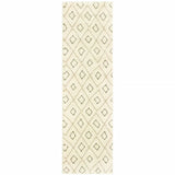 2' X 8' Sand Ash Grey And Ivory Geometric Power Loom Stain Resistant Runner Rug - Homeroots - Flyclothing LLC
