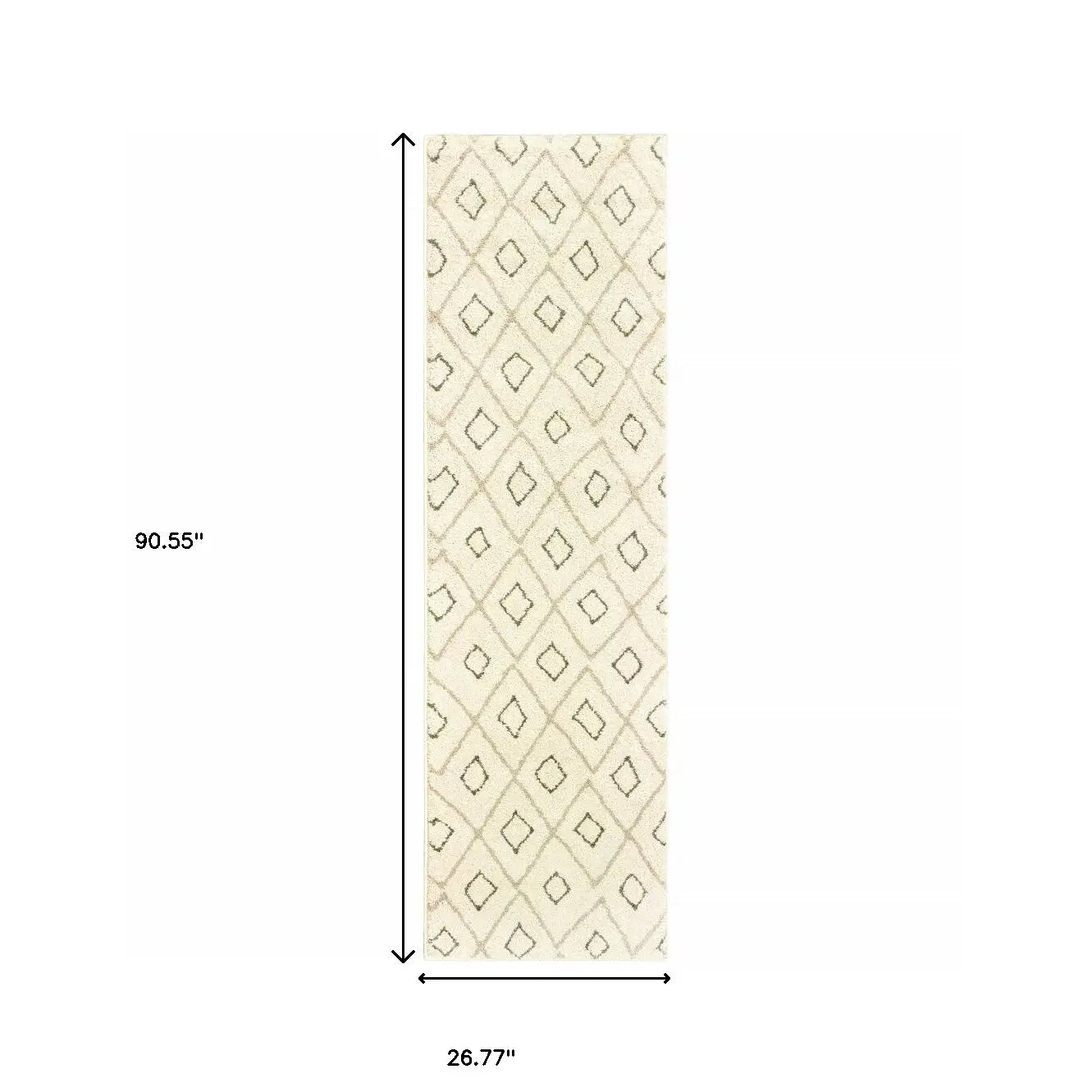 2' X 8' Sand Ash Grey And Ivory Geometric Power Loom Stain Resistant Runner Rug - Homeroots - Flyclothing LLC