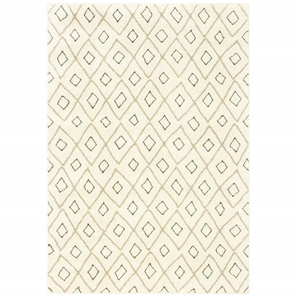 5' X 7' Sand Ash Grey And Ivory Geometric Power Loom Stain Resistant Area Rug - Homeroots - Flyclothing LLC