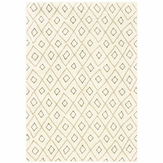 5' X 7' Sand Ash Grey And Ivory Geometric Power Loom Stain Resistant Area Rug - Homeroots - Flyclothing LLC