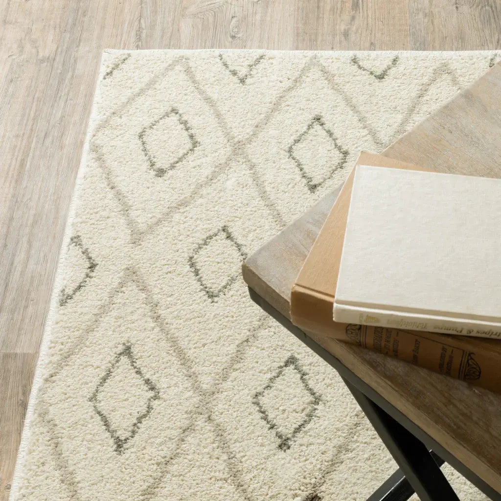 10' X 13' Sand Ash Grey And Ivory Geometric Power Loom Stain Resistant Area Rug - Homeroots - Flyclothing LLC