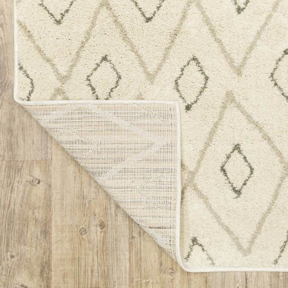 10' X 13' Sand Ash Grey And Ivory Geometric Power Loom Stain Resistant Area Rug - Homeroots - Flyclothing LLC