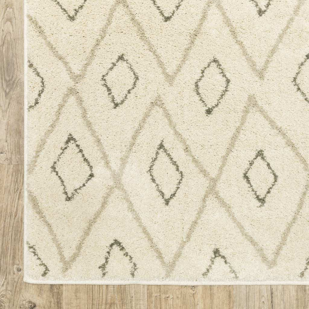 10' X 13' Sand Ash Grey And Ivory Geometric Power Loom Stain Resistant Area Rug - Homeroots - Flyclothing LLC
