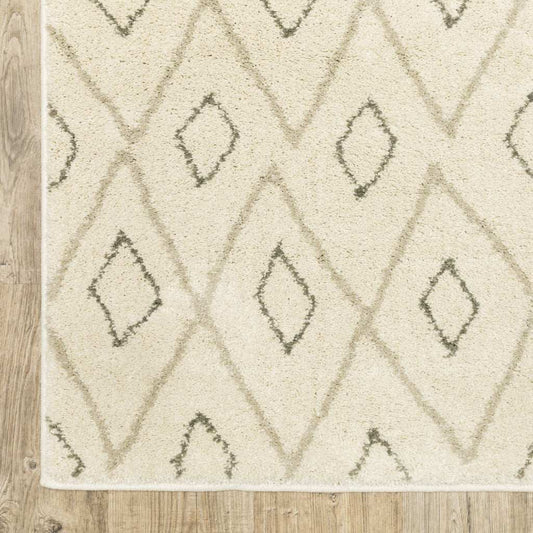 10' X 13' Sand Ash Grey And Ivory Geometric Power Loom Stain Resistant Area Rug - Homeroots - Flyclothing LLC