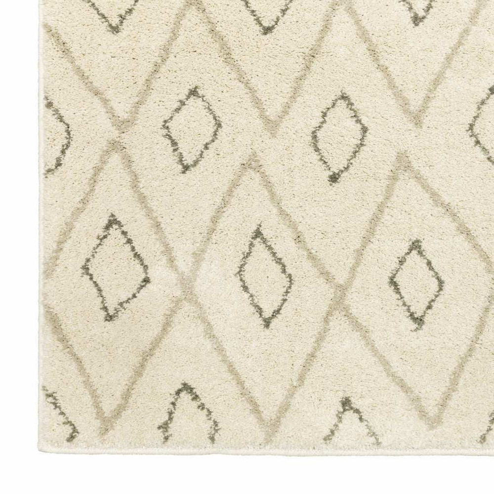10' X 13' Sand Ash Grey And Ivory Geometric Power Loom Stain Resistant Area Rug - Homeroots - Flyclothing LLC