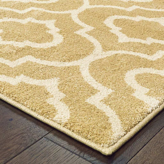 2' X 3' Gold And Ivory Geometric Power Loom Stain Resistant Area Rug - Homeroots - Flyclothing LLC