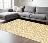 10' X 13' Gold And Ivory Geometric Power Loom Stain Resistant Area Rug - Homeroots - Flyclothing LLC