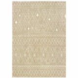 2' X 3' Sand And Ivory Geometric Power Loom Stain Resistant Area Rug - Homeroots - Flyclothing LLC