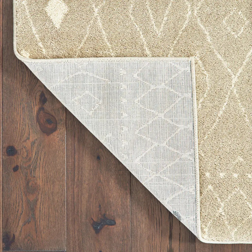 2' X 3' Sand And Ivory Geometric Power Loom Stain Resistant Area Rug - Homeroots - Flyclothing LLC