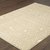 4' X 6' Sand And Ivory Geometric Power Loom Stain Resistant Area Rug - Homeroots - Flyclothing LLC