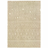 5' X 7' Sand And Ivory Geometric Power Loom Stain Resistant Area Rug - Homeroots - Flyclothing LLC