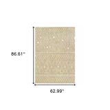5' X 7' Sand And Ivory Geometric Power Loom Stain Resistant Area Rug - Homeroots - Flyclothing LLC