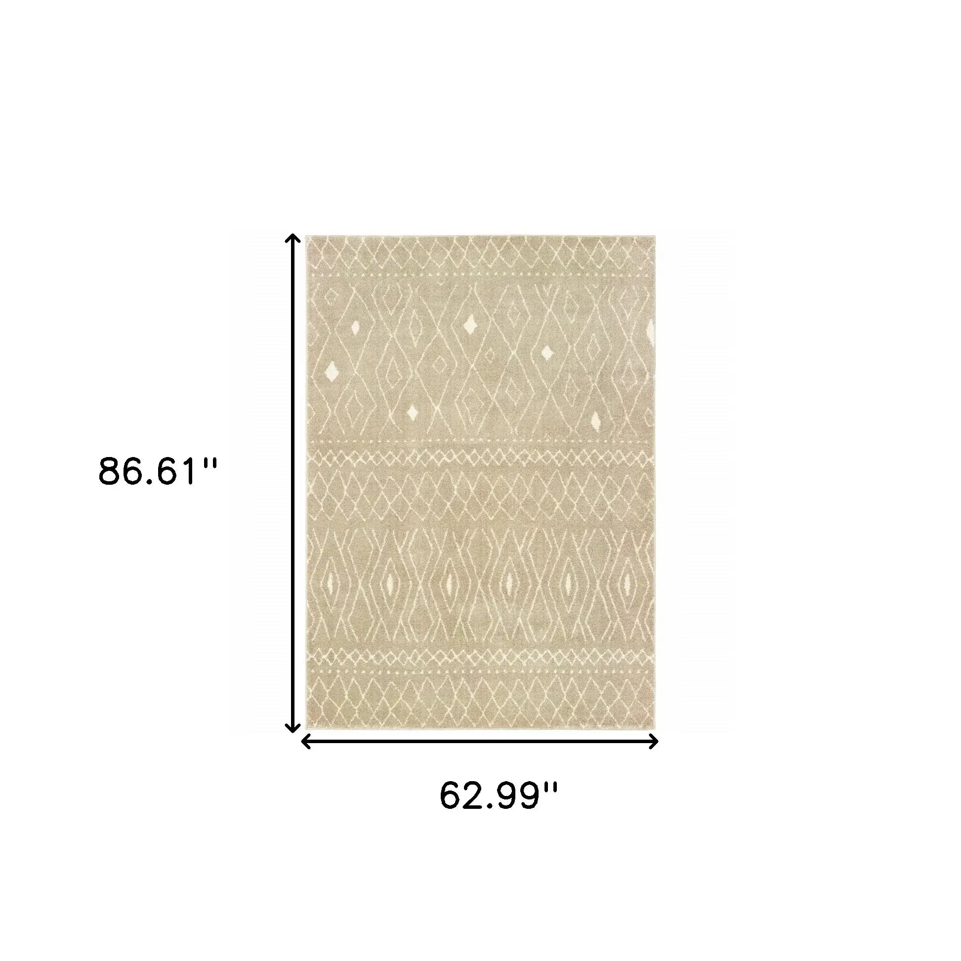 5' X 7' Sand And Ivory Geometric Power Loom Stain Resistant Area Rug - Homeroots - Flyclothing LLC