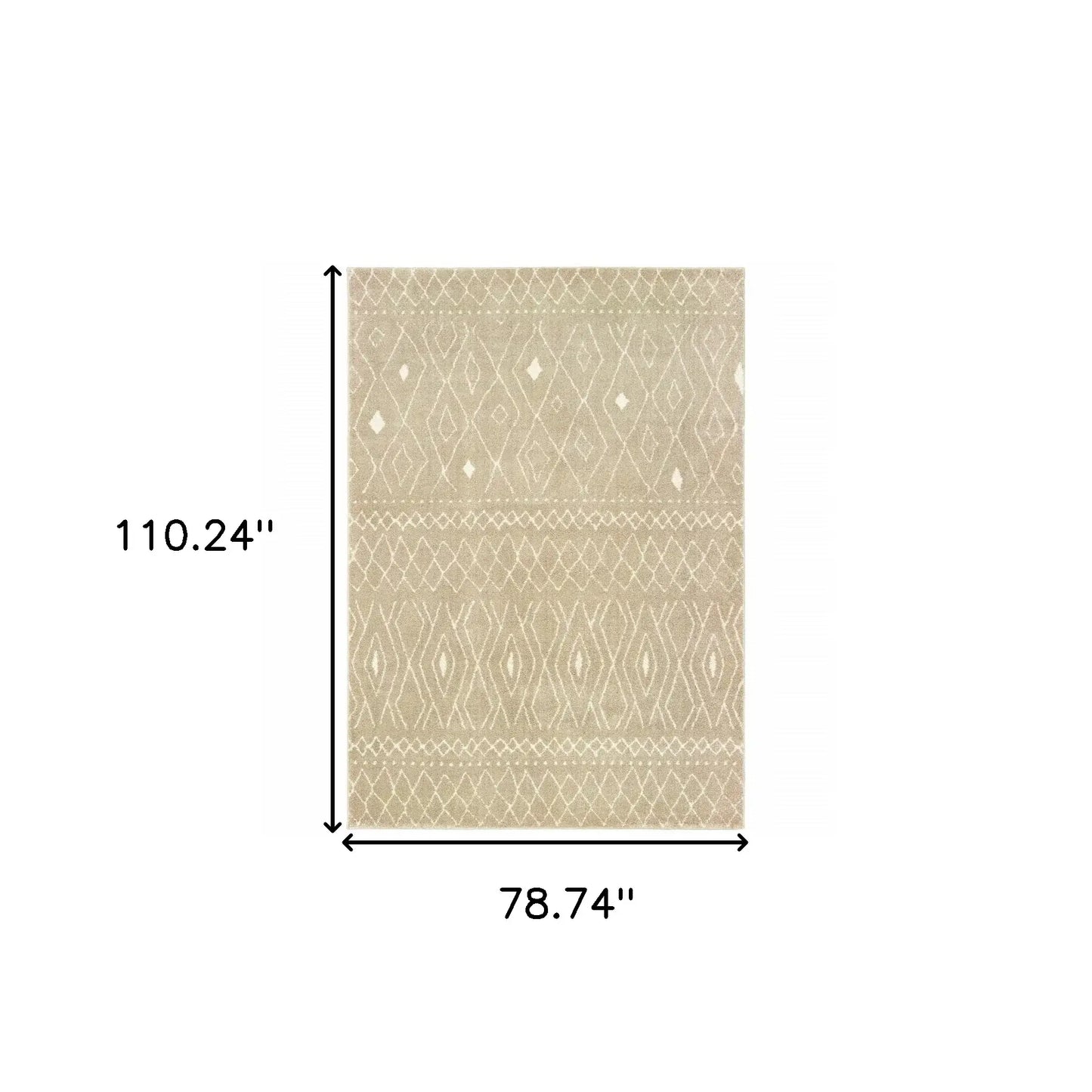 6' X 9' Sand And Ivory Geometric Power Loom Stain Resistant Area Rug - Homeroots - Flyclothing LLC