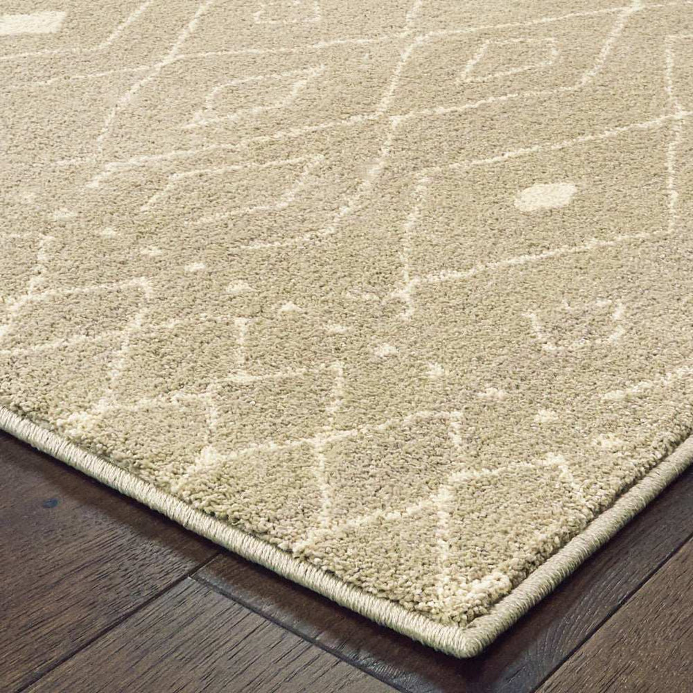 8' X 10' Sand And Ivory Geometric Power Loom Stain Resistant Area Rug - Homeroots - Flyclothing LLC